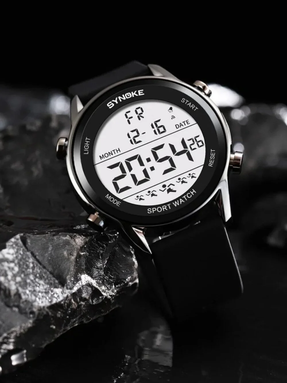Men's Sport Digital Watch LED Screen Large Face Easy Read Watch Waterproof Black